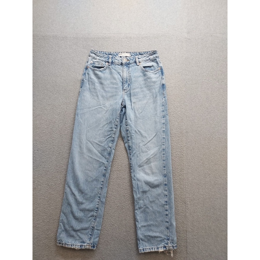 Garage Women Denim Jeans 3 Light Blue‎ Zip Button 5 Pocket Straight Logo Casual